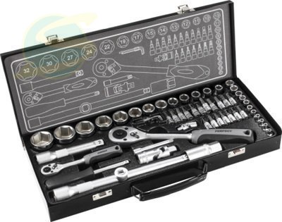 Zestaw nasadek 1/2"+1/4" 55 elementów CRV S-77256