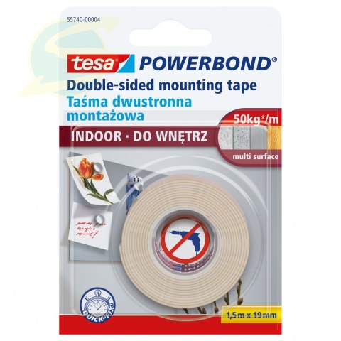 Taśma Montażowa Powerbond Do Wnętrz 1,5m:19mm (Do 4.2kg Na 10cm)