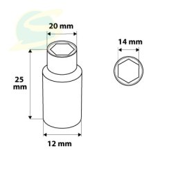 Nasadka sześciokątna 1/4, 14 mm, superlock