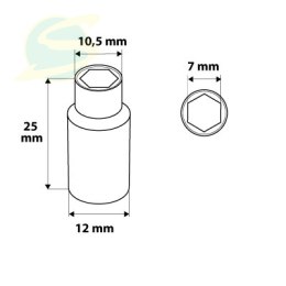 Nasadka sześciokątna 1/4, 7 mm, superlock