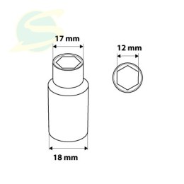 Nasadka sześciokątna 3/8 długa, 12 mm