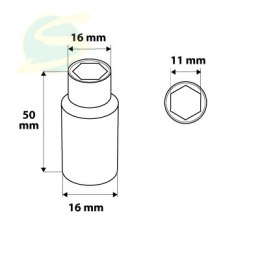 Nasadka sześciokątna długa 1/4, 11 mm, superlock