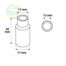 Nasadka sześciokątna długa 1/4, 12 mm, superlock