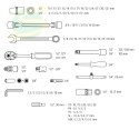 Klucze nasadowe 1/4", 1/2", zestaw 77 szt., CrV