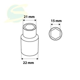 Nasadka sześciokątna 1/2, 15 mm