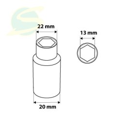 Nasadka sześciokątna długa 1/2, 13 mm