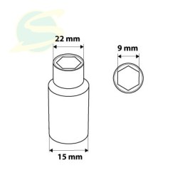 Nasadka sześciokątna długa 1/2, 9 mm