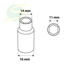 Nasadka sześciokątna długa 1/4, 11 mm