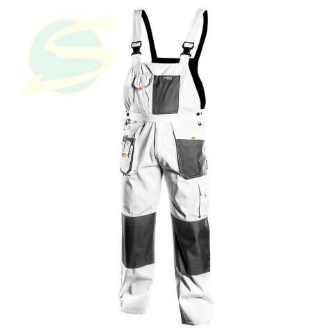 Spodnie robocze na szelkach białe HD rozmiar XL/56