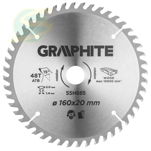 Tarcza do pilarki zagłębiarki wid 160x20mm 48 zęb