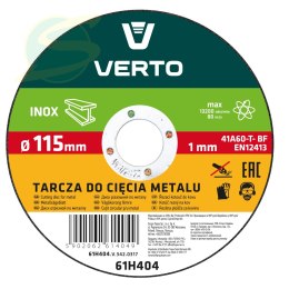 Tarcza tnąca do metalu 115 x 1.0 x 22.2 mm, INOX