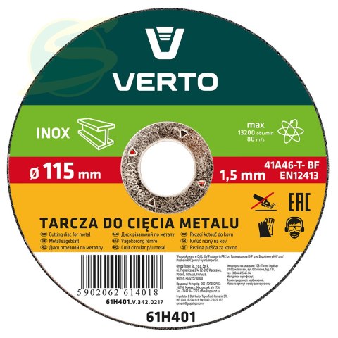 Tarcza tnąca do metalu 115 x 1.5 x 22.2 mm, INOX