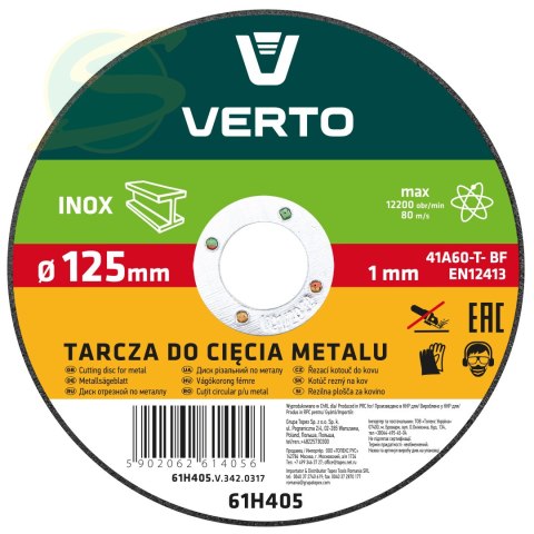 Tarcza tnąca do metalu 125 x 1.0 x 22.2 mm, INOX