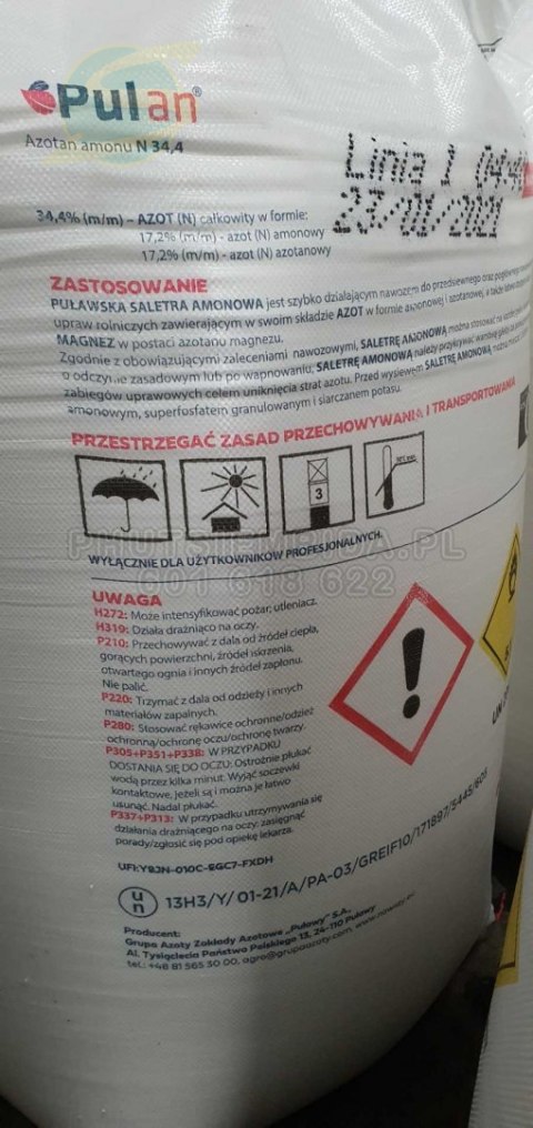 PULAN Saletra Amonowa N 34,4 BB 600kg PULAN Saletra Amonowa N 34,4 BB 600kg