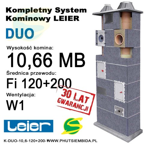 KOMIN DUO LEIER 1 WENTYLACJA 10,66MB FI120 + FI200