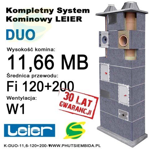 KOMIN DUO LEIER 1 WENTYLACJA 11,66MB FI120 + FI200