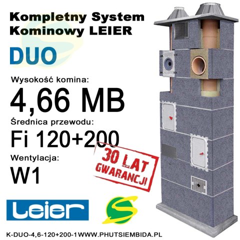 KOMIN DUO LEIER 1 WENTYLACJA 4,66MB FI120 + FI200