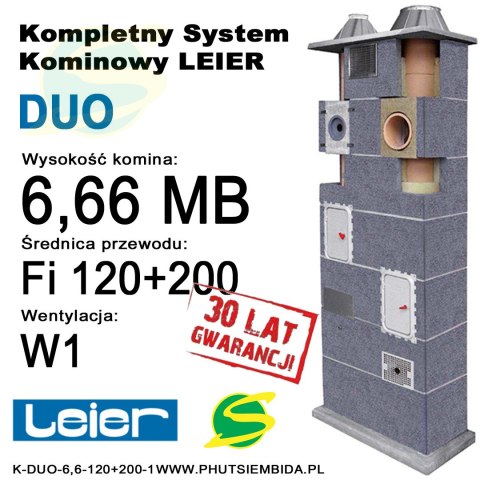 KOMIN DUO LEIER 1 WENTYLACJA 6,66MB FI120 + FI200