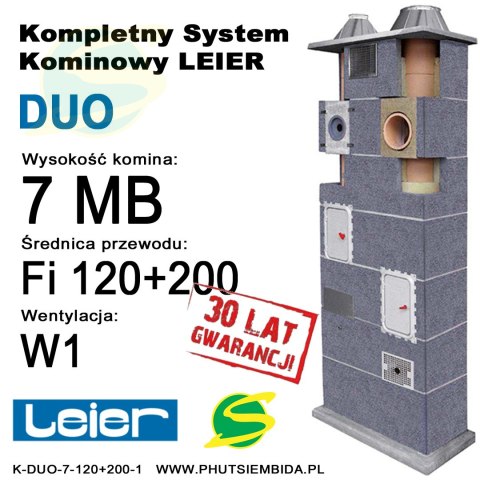 KOMIN DUO LEIER 1 WENTYLACJA 7MB FI120 + FI200