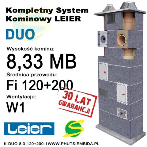 KOMIN DUO LEIER 1 WENTYLACJA 8,33MB FI120 + FI200