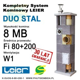 KOMIN DUO STAL LEIER 1 WENTYLACJA 8MB FI80 + FI200