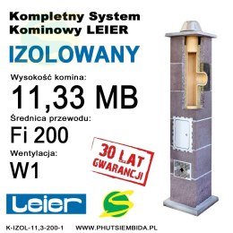 KOMIN IZOLOWANY LEIER 11,33MB FI200 1 WENTYLACJA