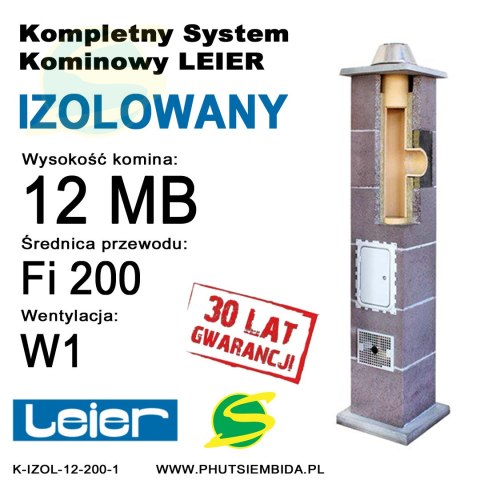 KOMIN IZOLOWANY LEIER 12MB FI200 1 WENTYLACJA