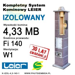 KOMIN IZOLOWANY LEIER 4,33MB FI140 1 WENTYLACJA