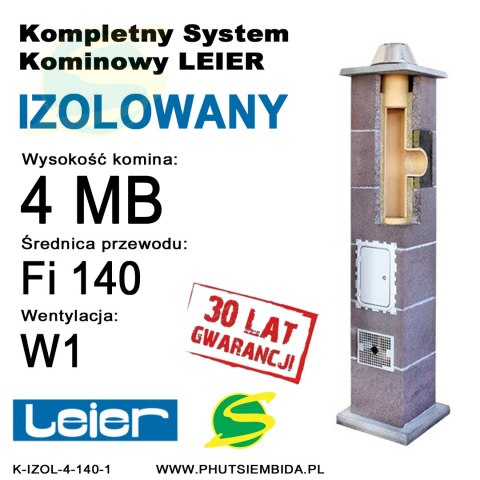 KOMIN IZOLOWANY LEIER 4MB FI140 1 WENTYLACJA