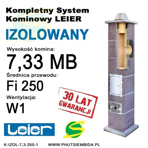 KOMIN IZOLOWANY LEIER 7,33MB FI250 1 WENTYLACJA