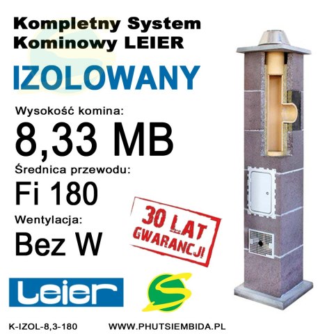 KOMIN IZOLOWANY LEIER 8,33MB FI180