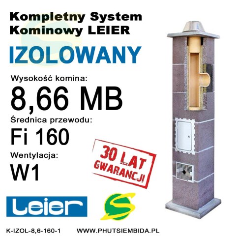 KOMIN IZOLOWANY LEIER 8,66MB FI160 1 WENTYLACJA