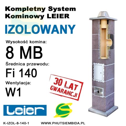 KOMIN IZOLOWANY LEIER 8MB FI140 1 WENTYLACJA