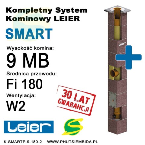 KOMIN SMART PLUS 2 WENTYLACJA LEIER 9MB FI180