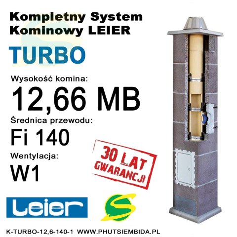 KOMIN TURBO LEIER 12,66MB FI140 1 WENTYLACJA