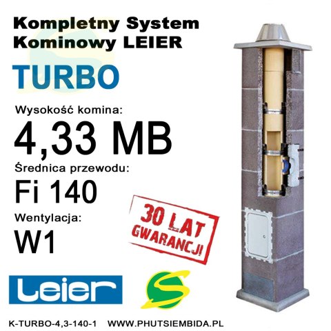 KOMIN TURBO LEIER 4,33MB FI140 1 WENTYLACJA