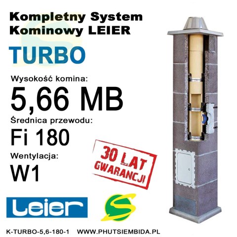 KOMIN TURBO LEIER 5,66MB FI180 1 WENTYLACJA