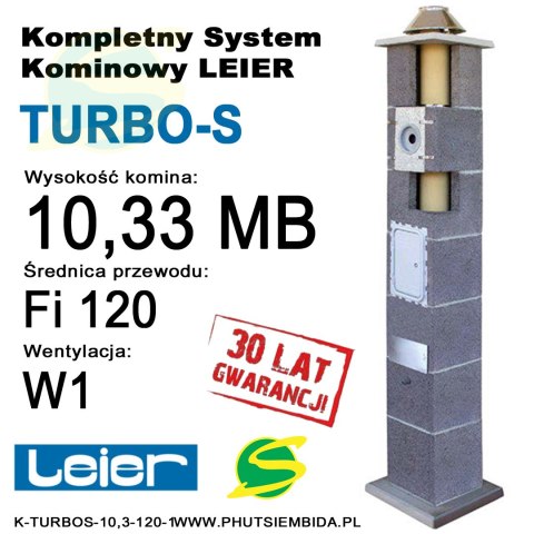 KOMIN TURBO-S LEIER 10,33MB FI120 1 WENTYLACJA