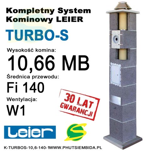 KOMIN TURBO-S LEIER 10,66MB FI140 1 WENTYLACJA