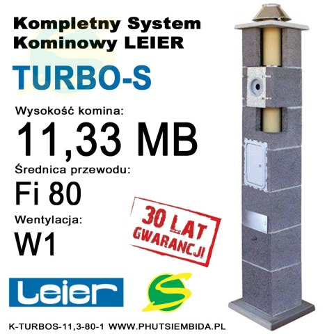 KOMIN TURBO-S LEIER 11,33MB FI80 1 WENTYLACJA