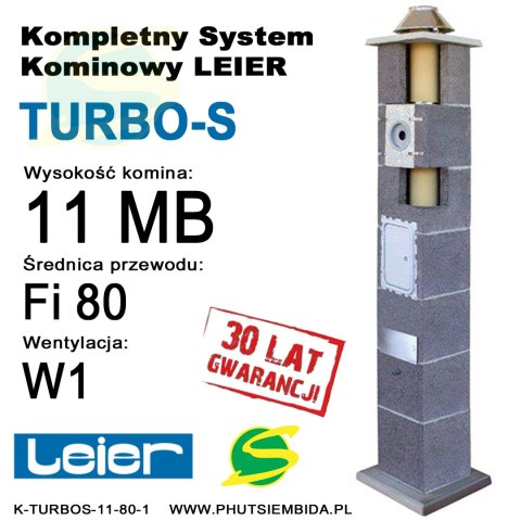 KOMIN TURBO-S LEIER 11MB FI80 1 WENTYLACJA