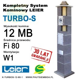 KOMIN TURBO-S LEIER 12MB FI80 1 WENTYLACJA