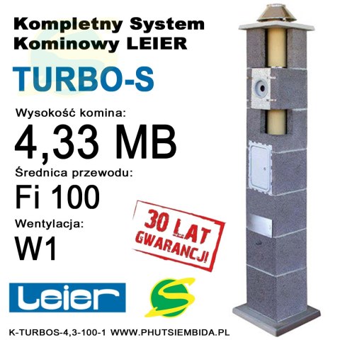 KOMIN TURBO-S LEIER 4,33MB FI100 1 WENTYLACJA