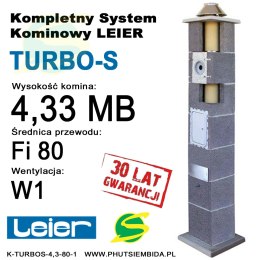 KOMIN TURBO-S LEIER 4,33MB FI80 1 WENTYLACJA