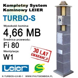 KOMIN TURBO-S LEIER 4,66MB FI80 1 WENTYLACJA