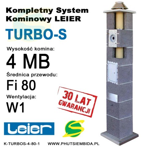 KOMIN TURBO-S LEIER 4MB FI80 1 WENTYLACJA