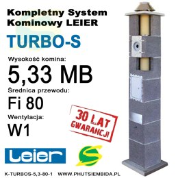 KOMIN TURBO-S LEIER 5,33MB FI80 1 WENTYLACJA