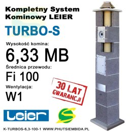 KOMIN TURBO-S LEIER 6,33MB FI100 1 WENTYLACJA