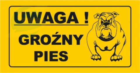 Tblica "UWAGA! GROŹNY PIES" 12 x 22 cm