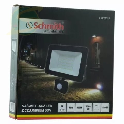 Naświetlacz LED 50W z czujnikiem ruchu czarny